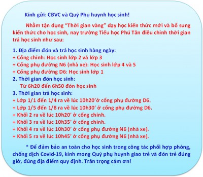 Điều chỉnh thời gian đón và trả học sinh "Tận dụng thời gian vàng"