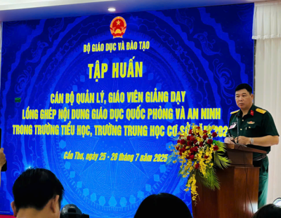 GIÁO VIÊN TRƯỜNG TIỂU HỌC PHÚ TÂN THAM GIA TẬP HUẤN LỒNG GHÉP NỘI DUNG GIÁO DỤC QUỐC PHÒNG AN NINH TRONG TRƯỜNG TIỂU HỌC, TRUNG HỌC CƠ SỞ NĂM 2025