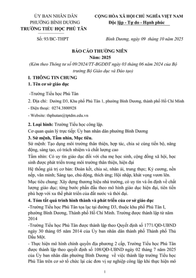 BÁO CÁO THƯỜNG NIÊN NĂM 2025