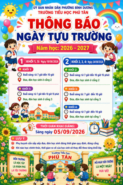 THÔNG BÁO ĐIỀU CHỈNH THỜI GIAN TỰU TRƯỜNG VÀ KHAI GIẢNG NĂM HỌC 2026-2027