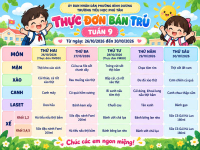 THỰC ĐƠN TUẦN 9 (NĂM HỌC 2026-2027)